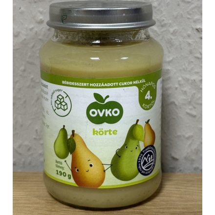 Ovko Körte Hozzáadott Cukor N. 190g 4hó